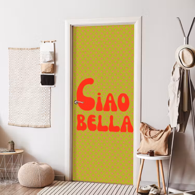 Deursticker - Ciao bella - Rood - Groen - Stippen — 8