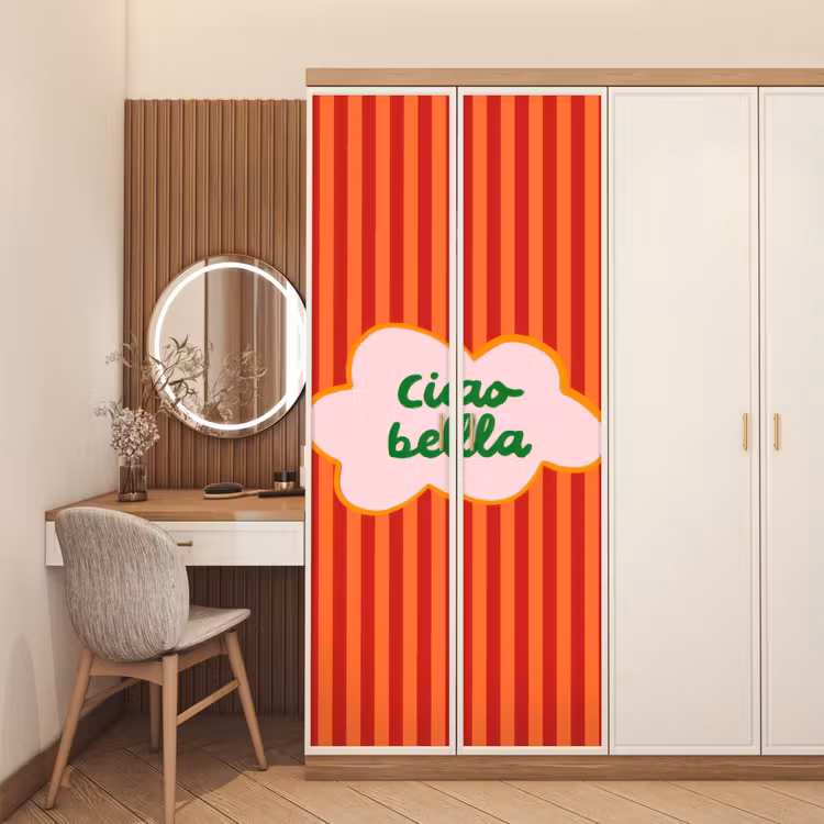 Deursticker - Ciao bella - Tekstwolk - Strepen - Oranje — 5