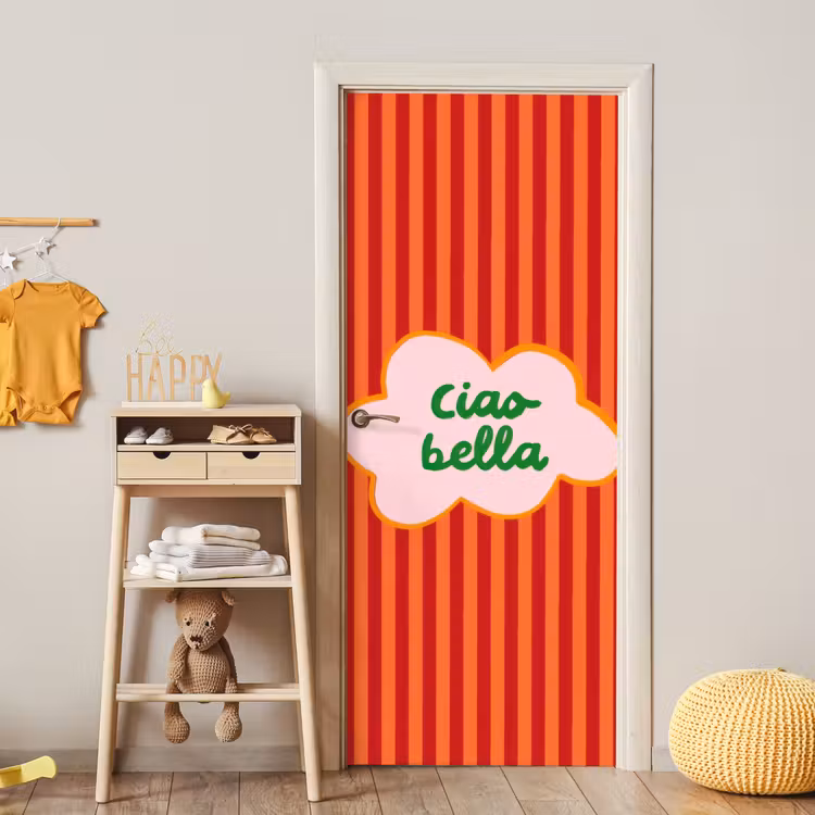 Deursticker - Ciao bella - Tekstwolk - Strepen - Oranje — 6