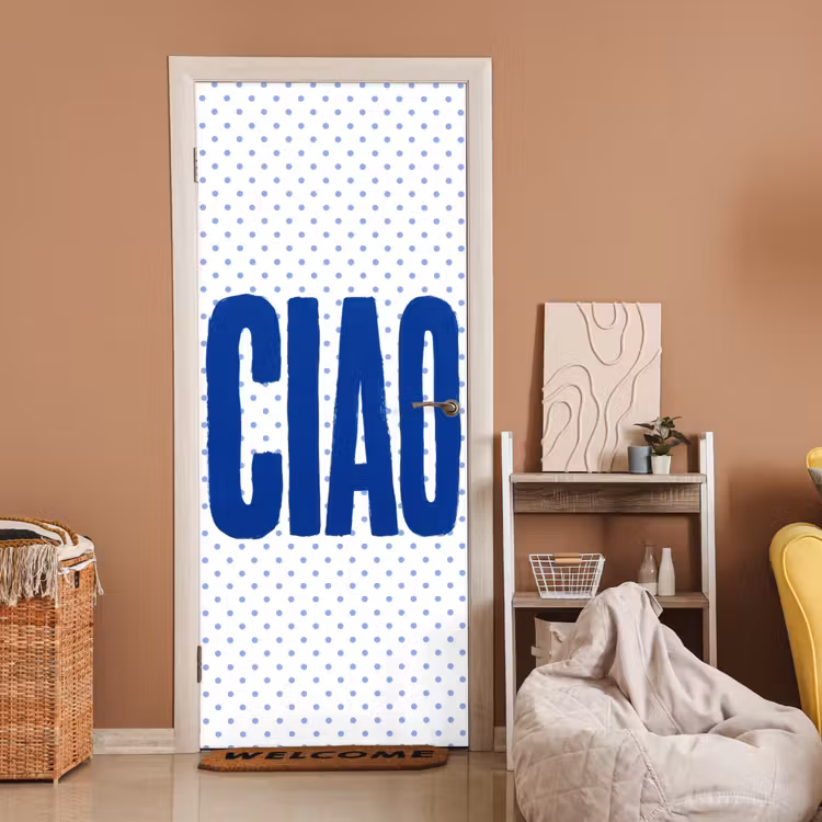 Deursticker - Ciao - Blauw - Stippen — 2