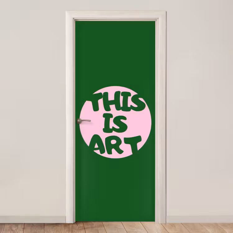 Deursticker - Cirkel - Roze - Tekst - Art — 1