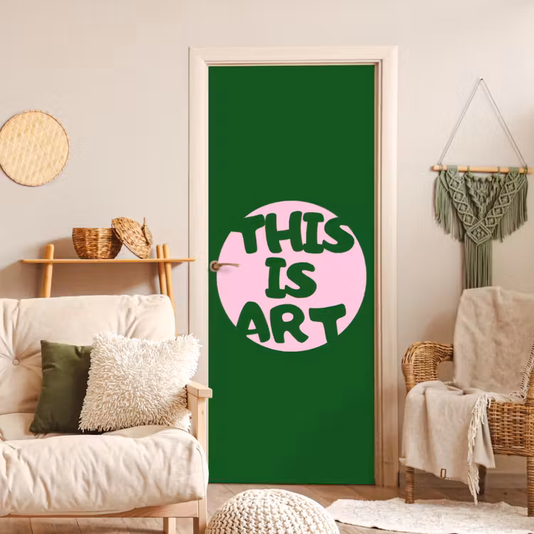 Deursticker - Cirkel - Roze - Tekst - Art — 4