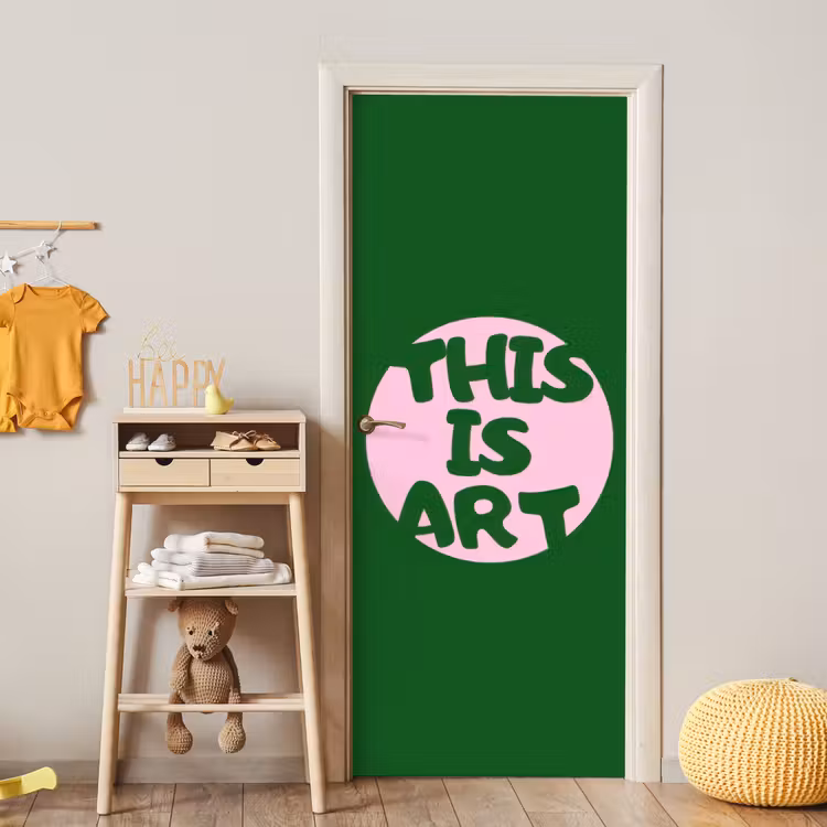 Deursticker - Cirkel - Roze - Tekst - Art — 6