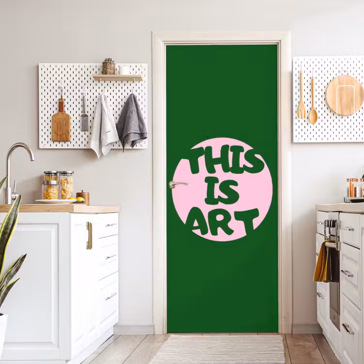 Deursticker - Cirkel - Roze - Tekst - Art — 7