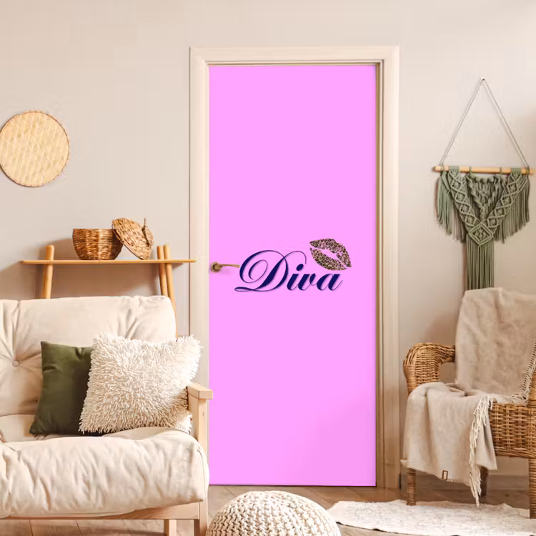 Deursticker - Diva - Lip - Panterprint - Roze — 4