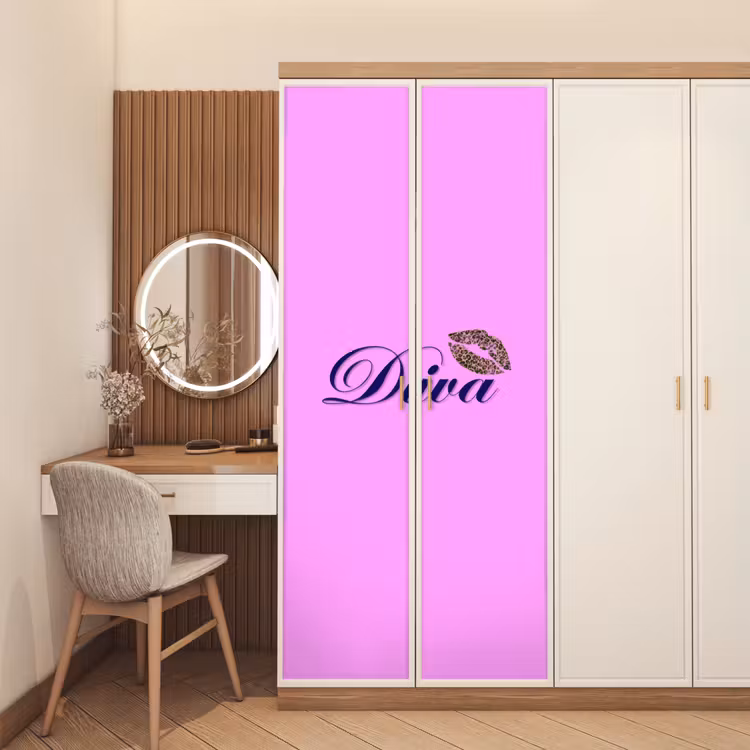 Deursticker - Diva - Lip - Panterprint - Roze — 5