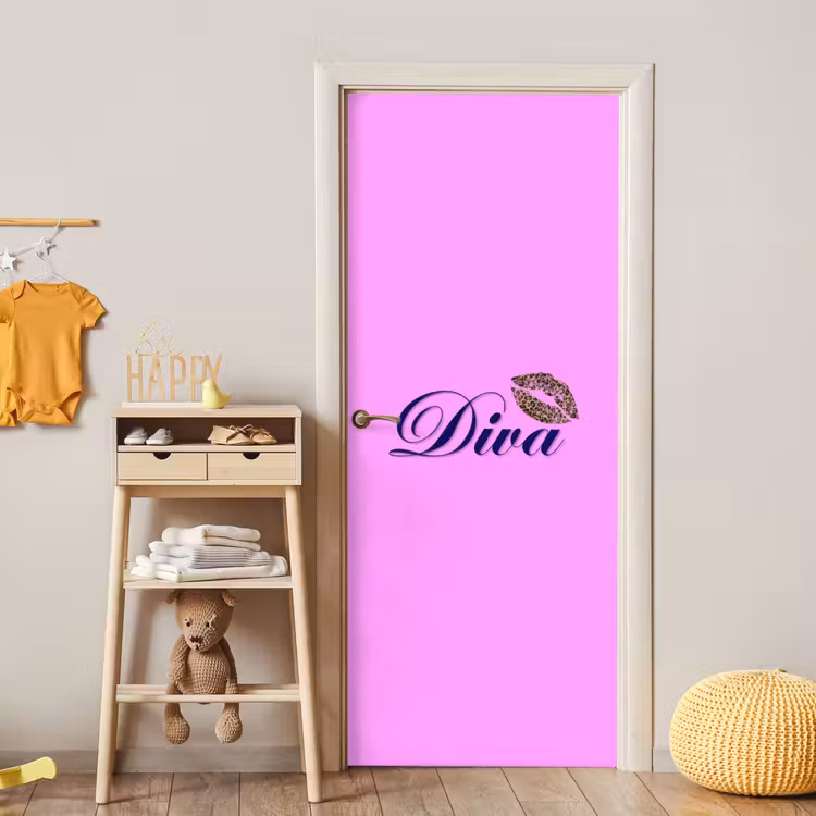 Deursticker - Diva - Lip - Panterprint - Roze — 6