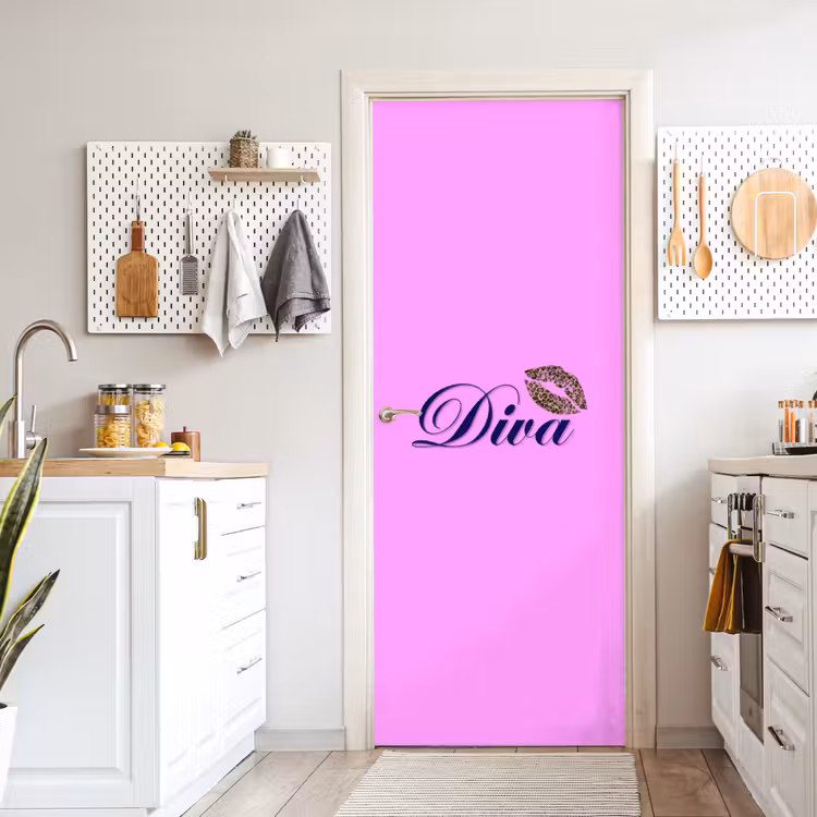 Deursticker - Diva - Lip - Panterprint - Roze — 7