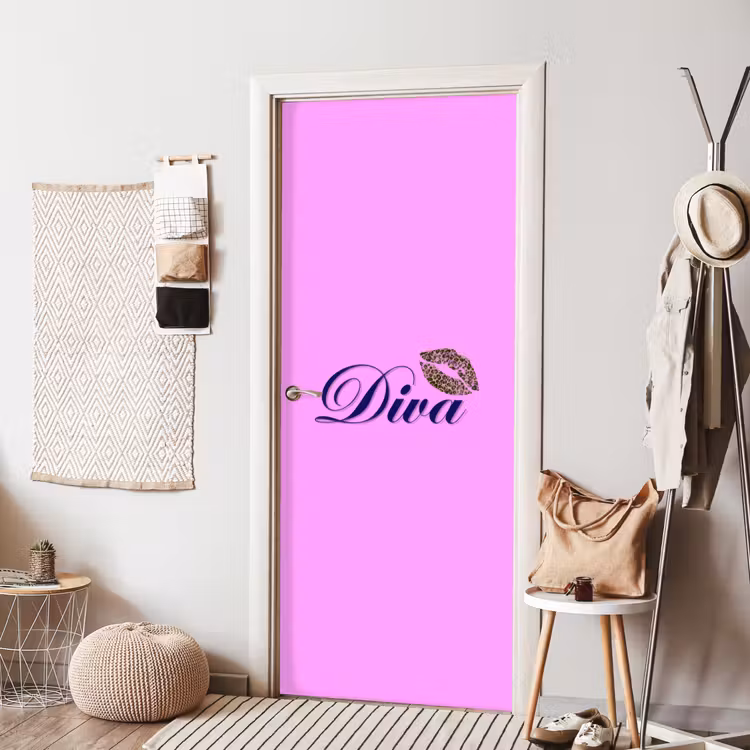 Deursticker - Diva - Lip - Panterprint - Roze — 8