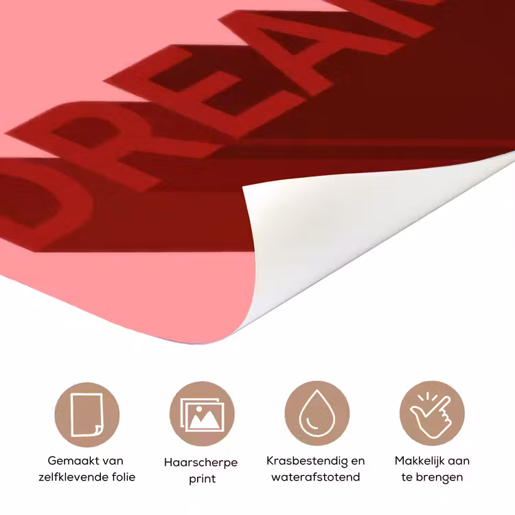 Deursticker - Dream - 3D - Rood - Roze — 3