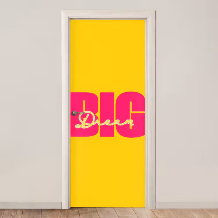 Deursticker - Dream big - Geel - Roze — 1