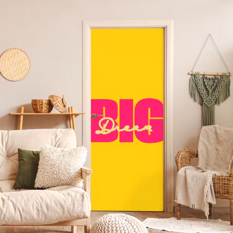 Deursticker - Dream big - Geel - Roze — 4