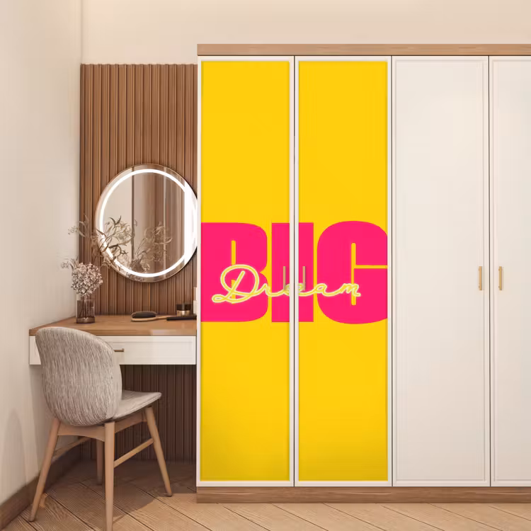 Deursticker - Dream big - Geel - Roze — 5