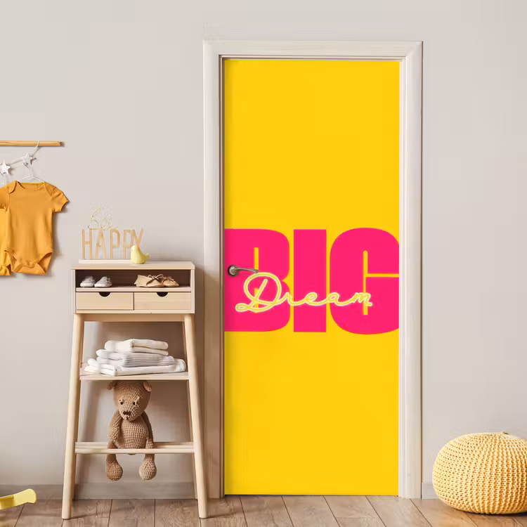 Deursticker - Dream big - Geel - Roze — 6