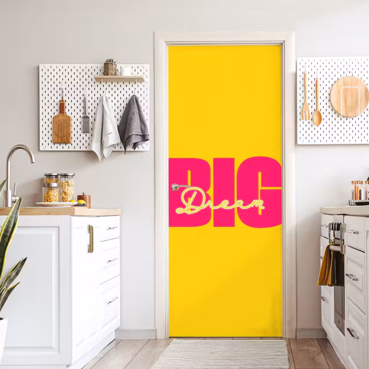 Deursticker - Dream big - Geel - Roze — 7