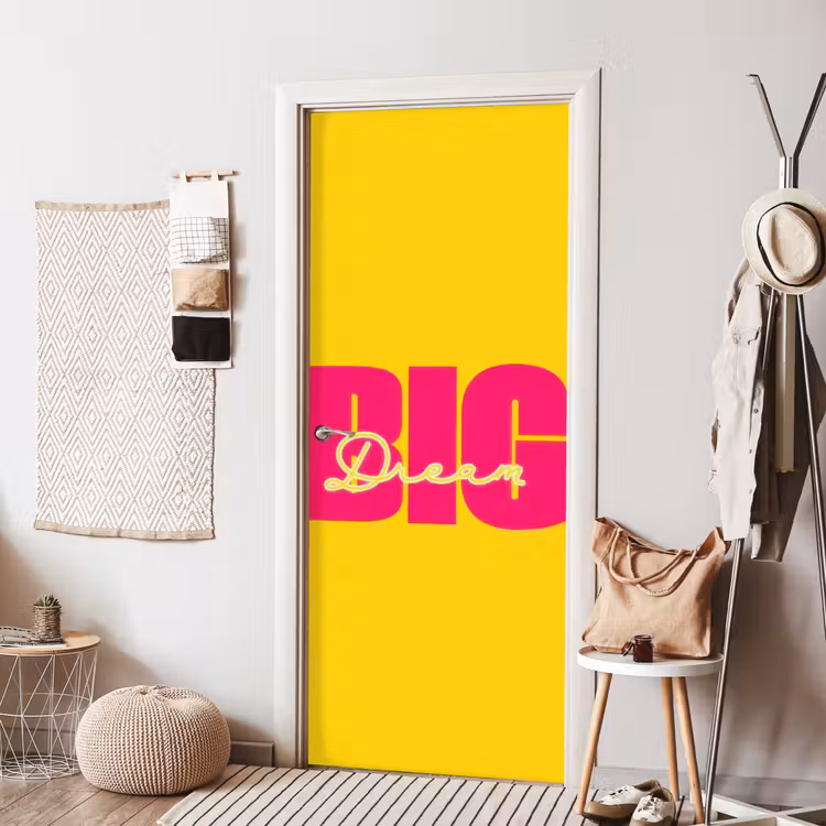 Deursticker - Dream big - Geel - Roze — 8