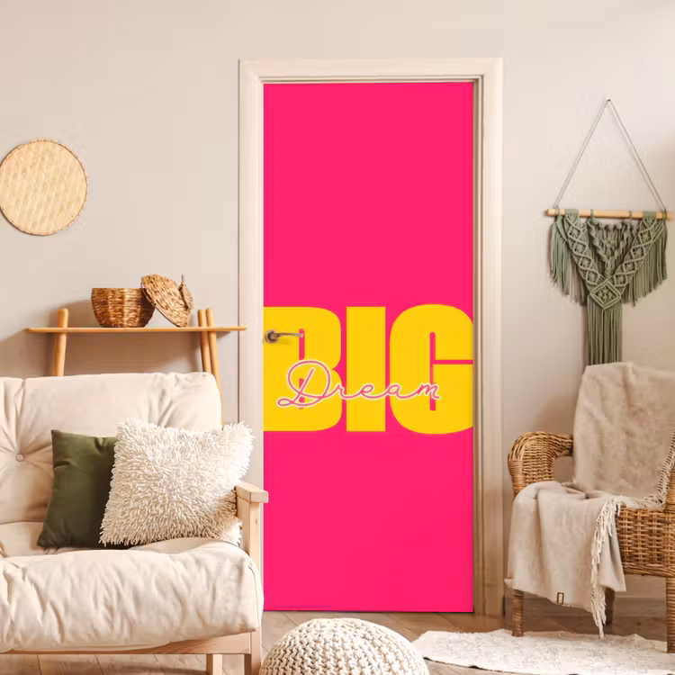 Deursticker - Dream big - Roze - Geel - Minimalistisch — 4