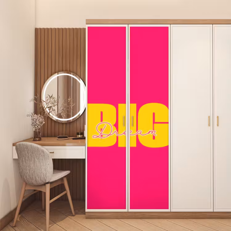 Deursticker - Dream big - Roze - Geel - Minimalistisch — 5