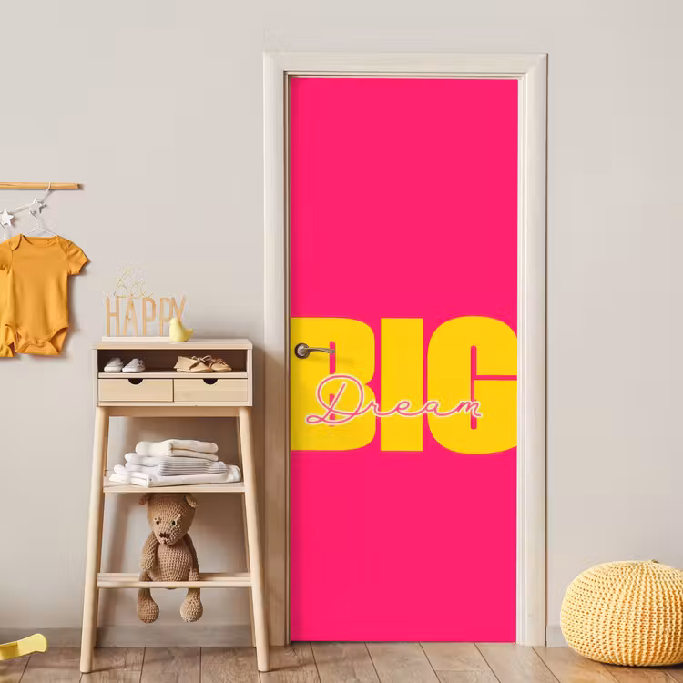 Deursticker - Dream big - Roze - Geel - Minimalistisch — 6