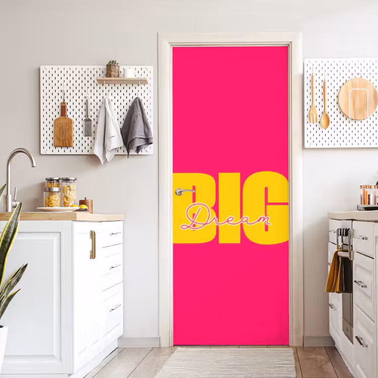 Deursticker - Dream big - Roze - Geel - Minimalistisch — 7
