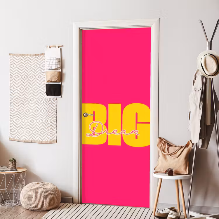 Deursticker - Dream big - Roze - Geel - Minimalistisch — 8