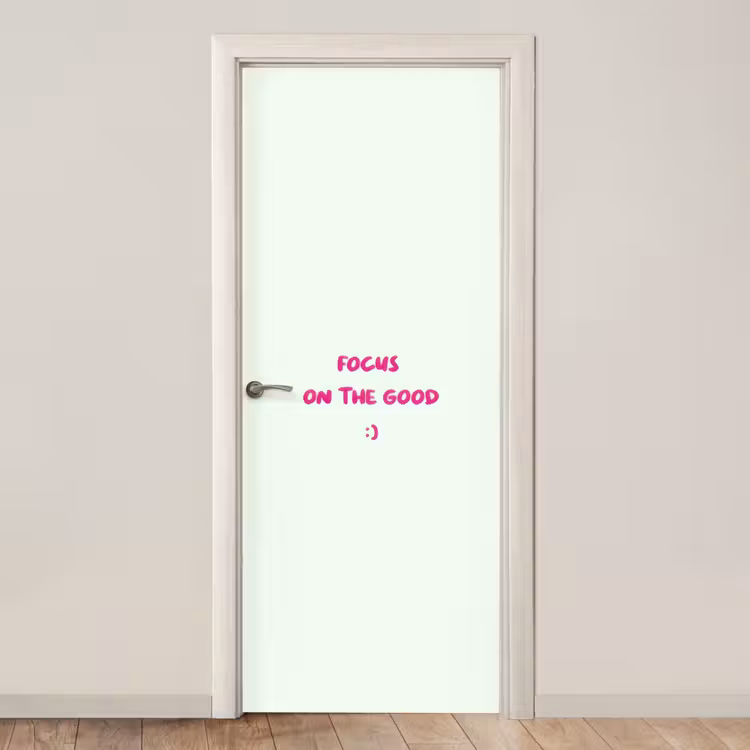 Deursticker - Focus - Beige - Roze - Smiley — 1