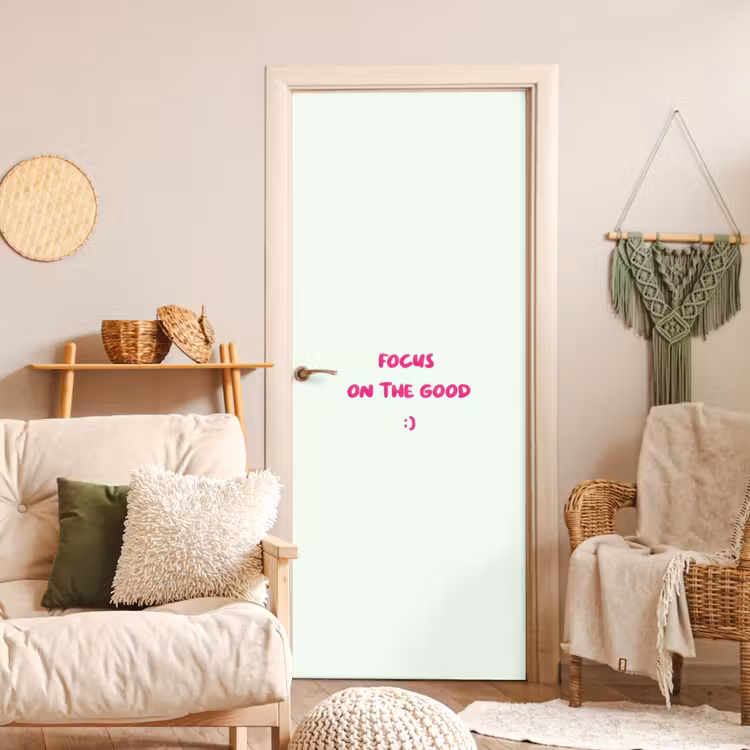 Deursticker - Focus - Beige - Roze - Smiley — 4