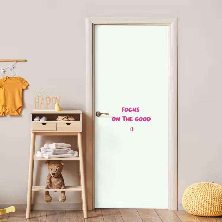 Deursticker - Focus - Beige - Roze - Smiley — 6