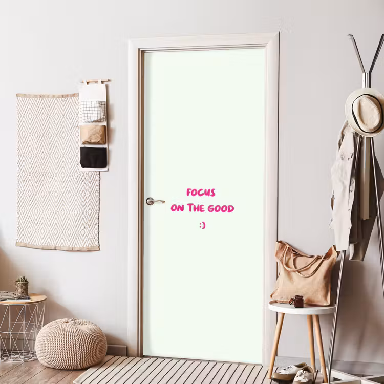 Deursticker - Focus - Beige - Roze - Smiley — 8