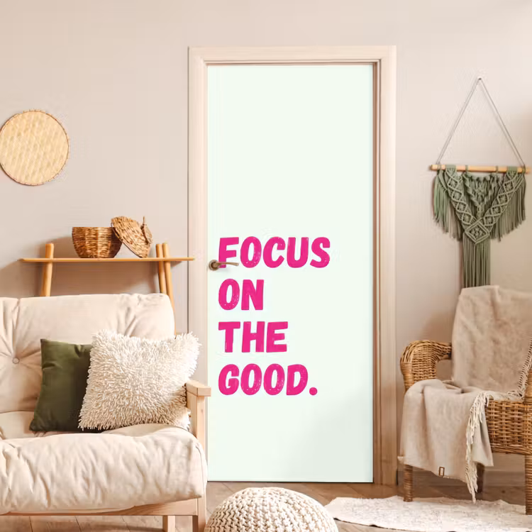 Deursticker - Focus on the good - Beige - Roze — 4