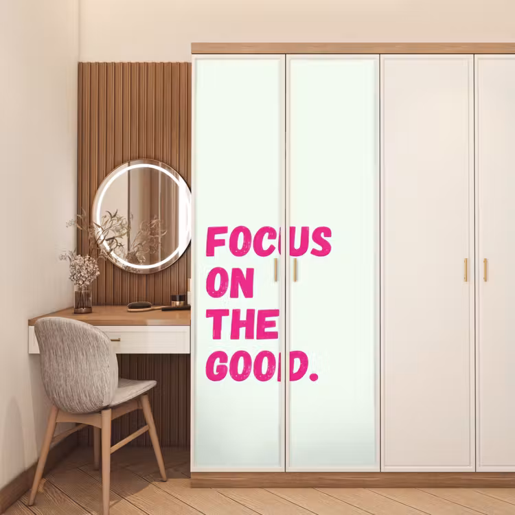 Deursticker - Focus on the good - Beige - Roze — 5