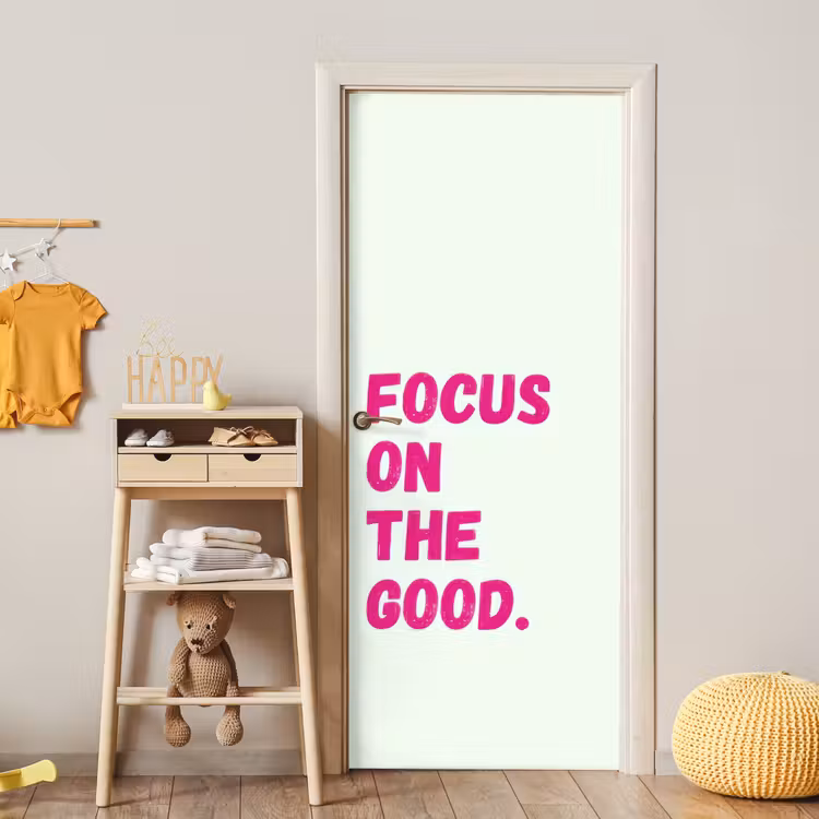 Deursticker - Focus on the good - Beige - Roze — 6