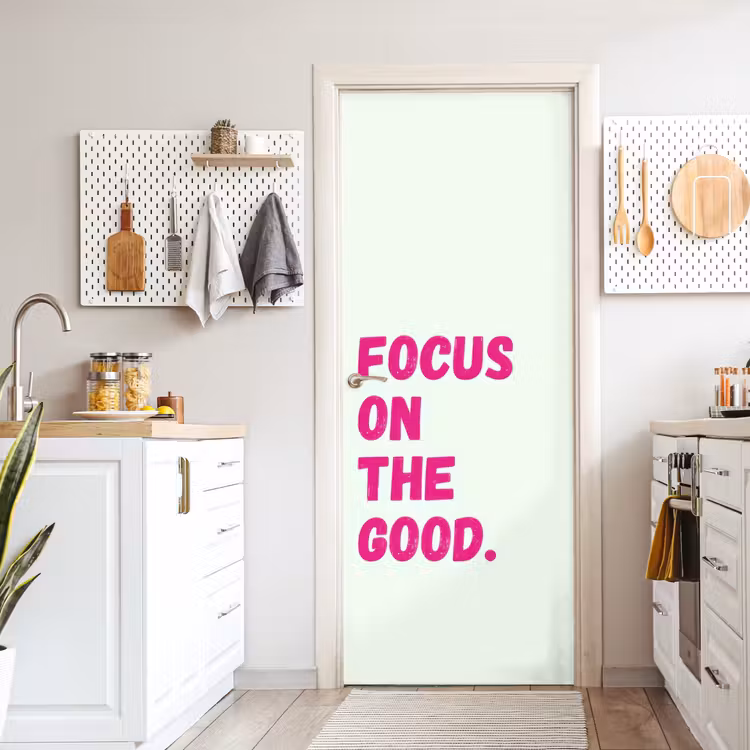 Deursticker - Focus on the good - Beige - Roze — 7