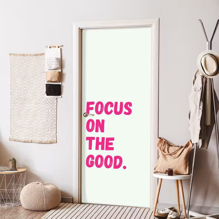 Deursticker - Focus on the good - Beige - Roze — 8