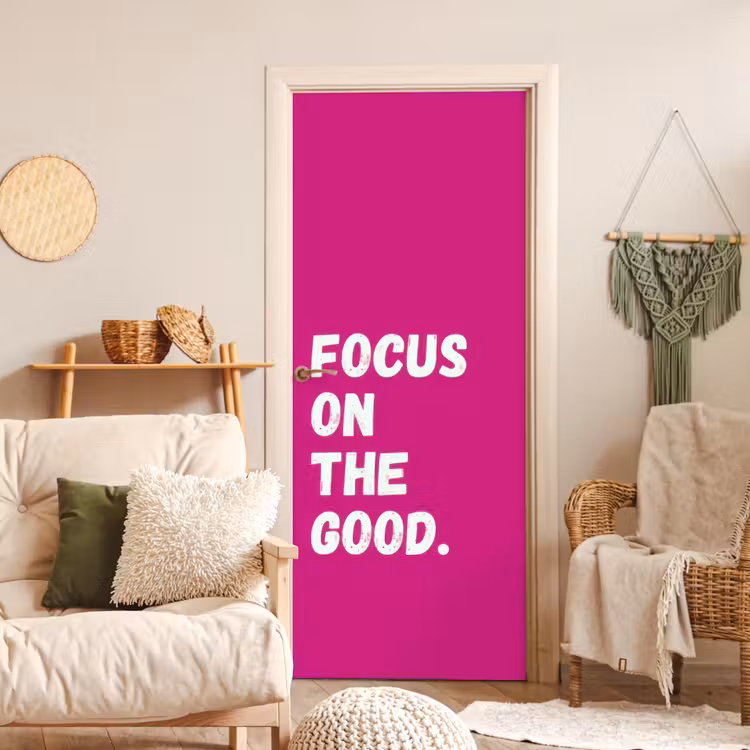 Deursticker - Focus on the good - Roze - Simple — 4