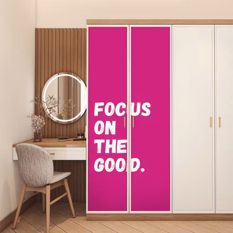 Deursticker - Focus on the good - Roze - Simple — 5