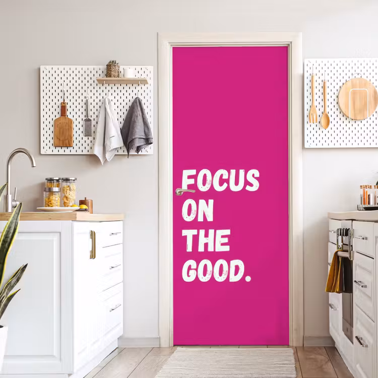 Deursticker - Focus on the good - Roze - Simple — 7