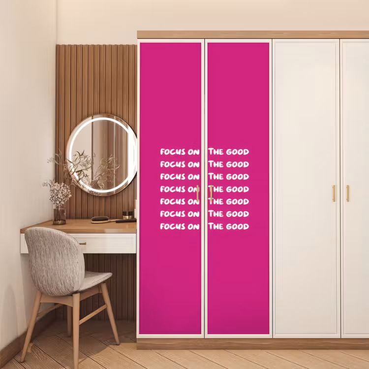 Deursticker - Focus on the good - Roze - wit — 5