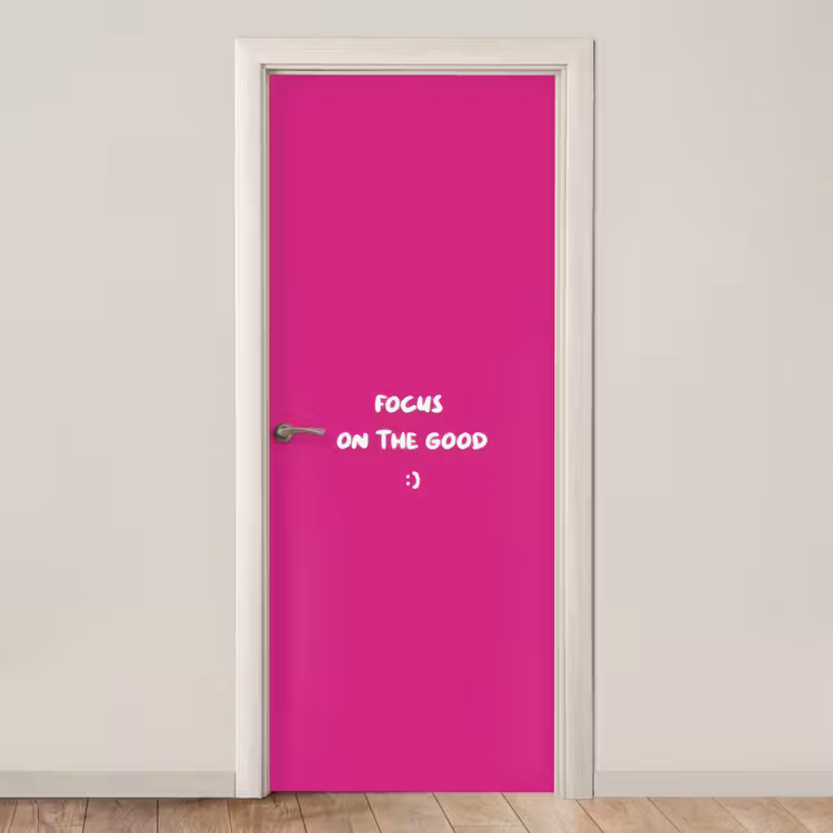 Deursticker - Focus - Smiley - Roze — 1
