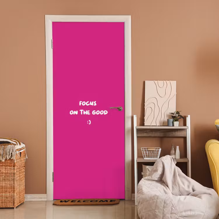 Deursticker - Focus - Smiley - Roze — 2