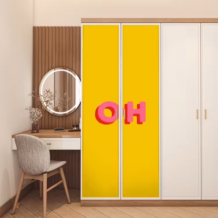 Deursticker - Geel - Roze - Oh - 3D — 5