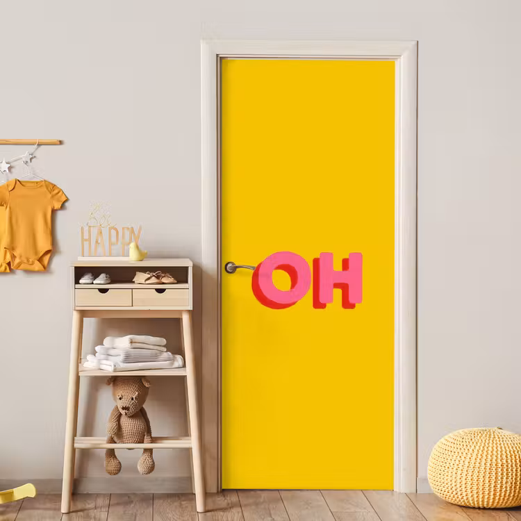 Deursticker - Geel - Roze - Oh - 3D — 6