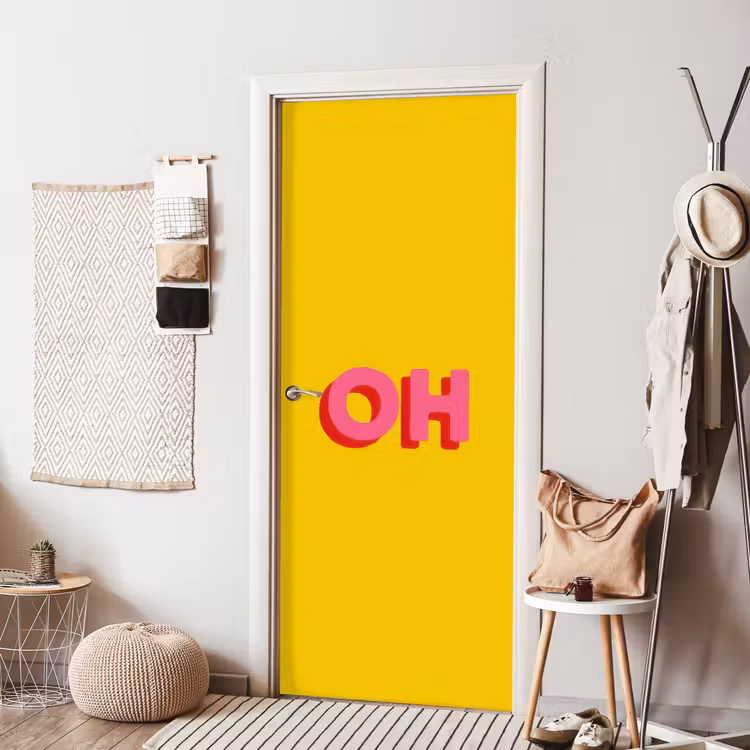 Deursticker - Geel - Roze - Oh - 3D — 8