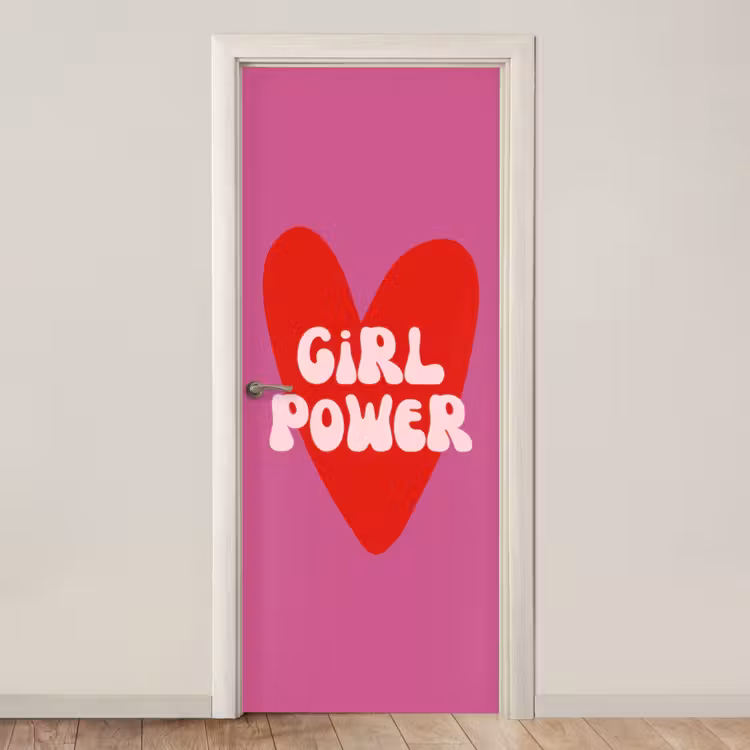 Deursticker - Girl power - Hart - Roze - Rood — 1