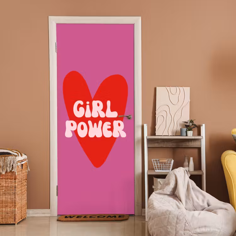 Deursticker - Girl power - Hart - Roze - Rood — 2