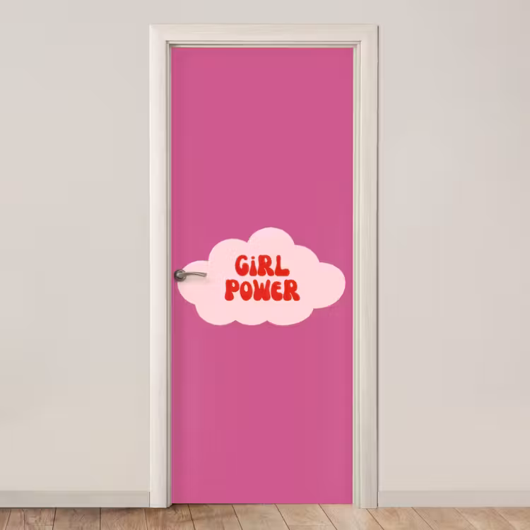 Deursticker - Girl power - Wolk - Roze — 1