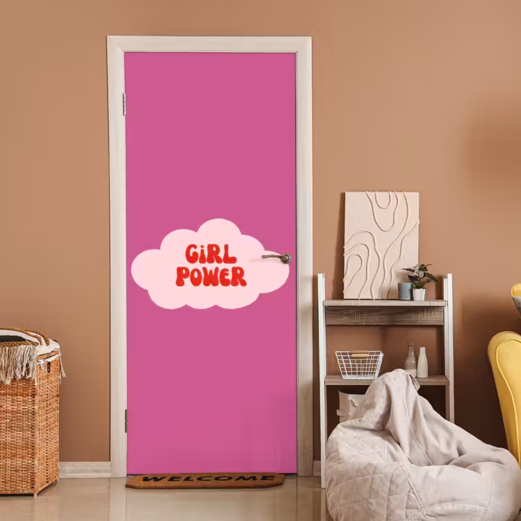 Deursticker - Girl power - Wolk - Roze — 2