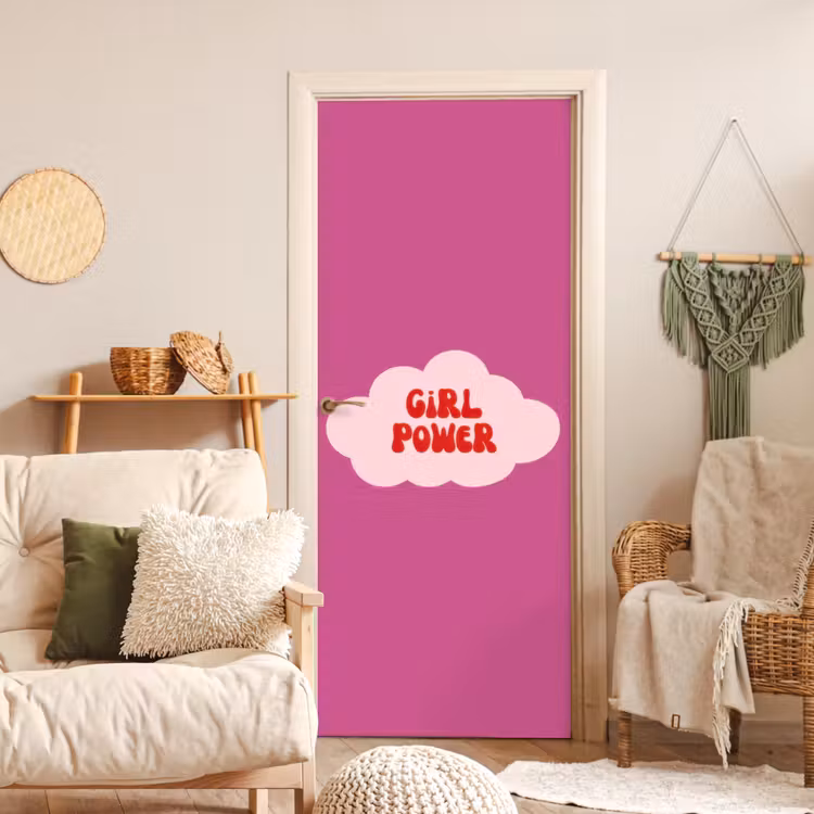 Deursticker - Girl power - Wolk - Roze — 4