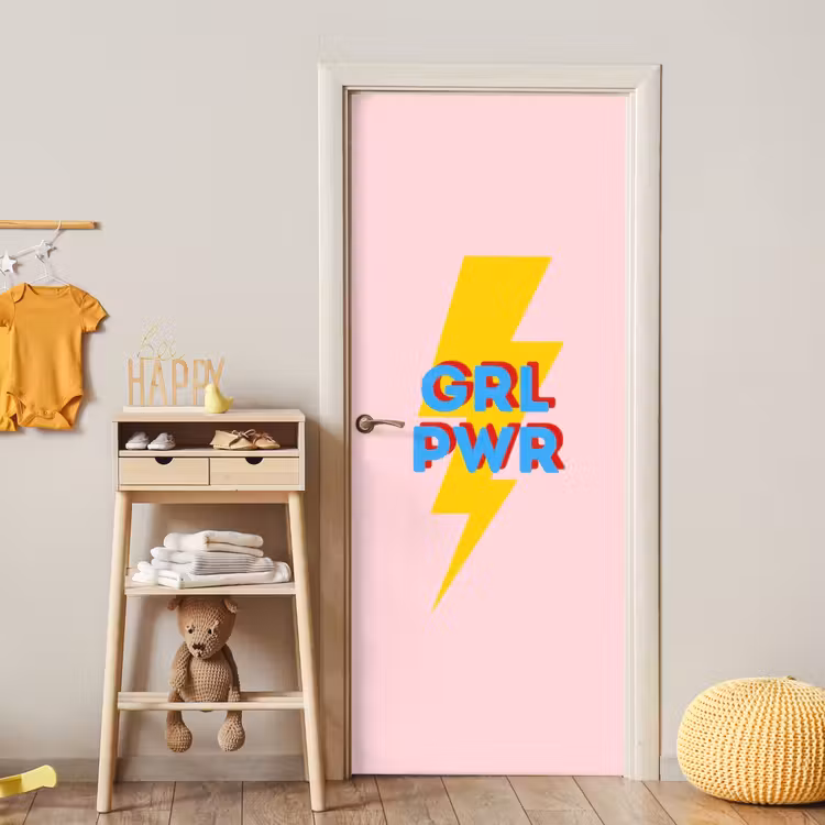 Deursticker - Grl pwr - Bliksem - Roze — 6