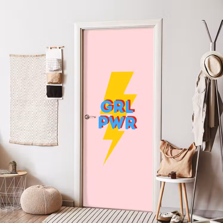 Deursticker - Grl pwr - Bliksem - Roze — 8